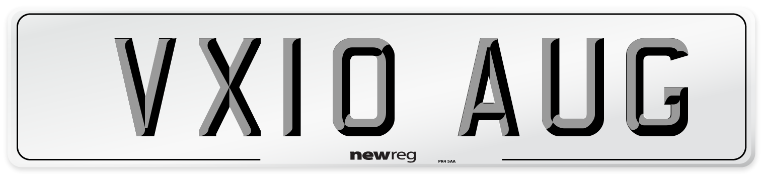 VX10 AUG Number Plate from New Reg